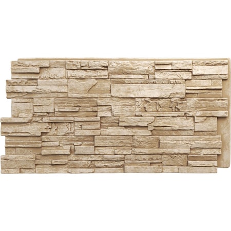 Ekena Millwork 48 5/8"W x 24 3/4"H x 1 1/4"D Cascade Stacked Stone, StoneWall Faux Stone Siding Panel, Sandstone PNU24X48CASD